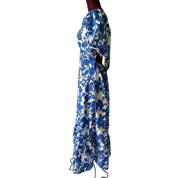 Hyacinth House Tuckernuck Blue Floral Seaport Midi Dress size S Blue White - Picture 9 of 11